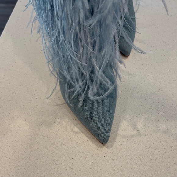 Steve Madden Light Blue Feathered Boots - Picture 2 of 14